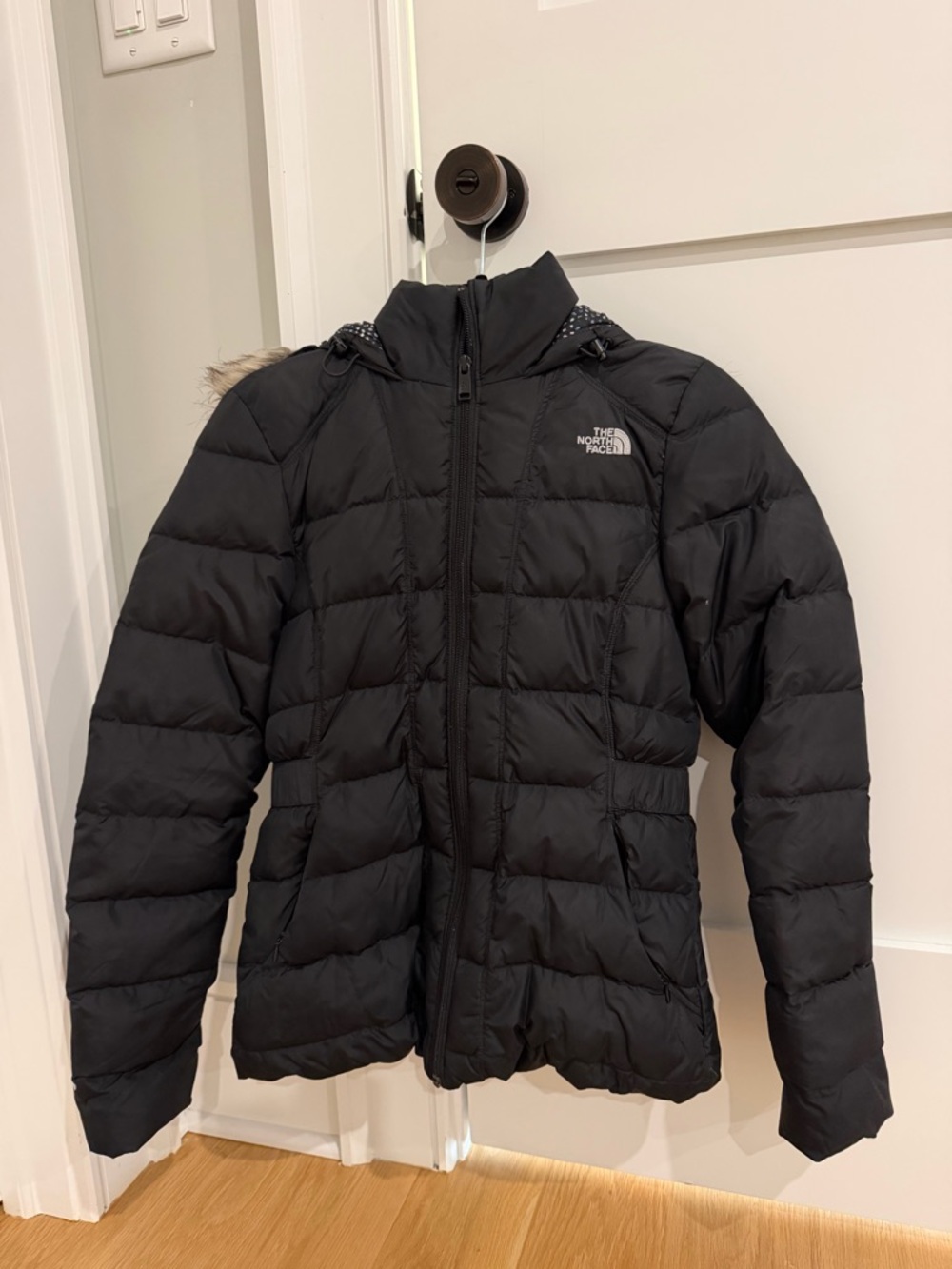 The North Face Black Jacket with Multicolor Speckle Print